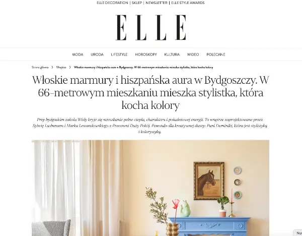 Publikacja projektu Radość nad Wisłą w Elle Decoration